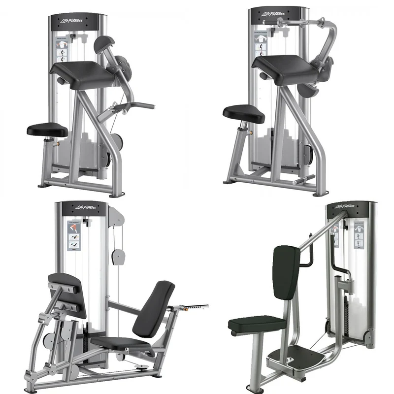 Life Fitness Optima Series - 12 Kraftgeräte im Set, 14 Trainingsstationen, Farbe Silber, gebraucht - überholter Zustand