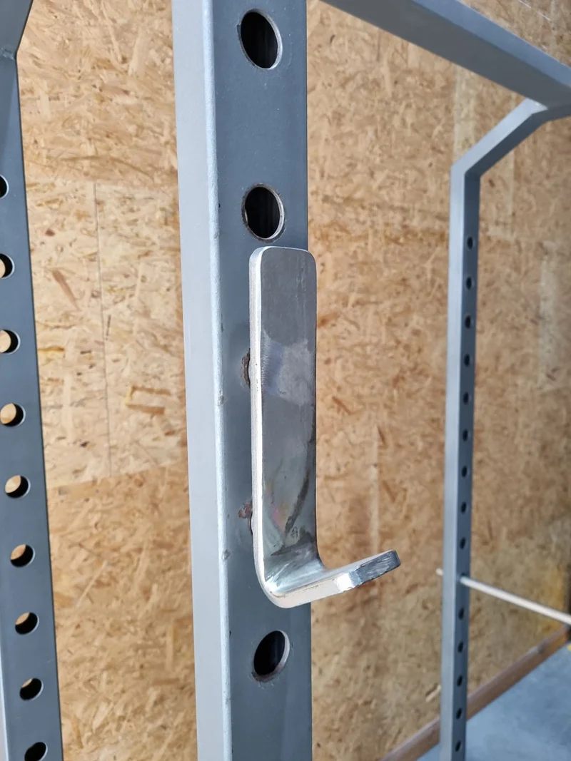 Gymleco Power Rack 149 mit J-Hooks und Notablagen, Rahmenfarbe Silber, gebraucht - geprüfter Zustand