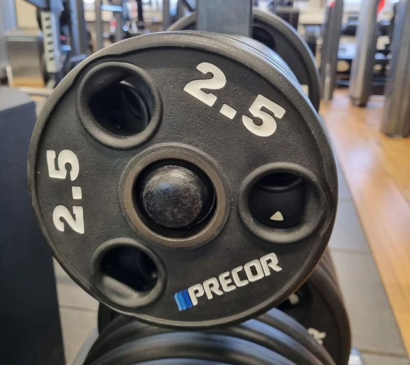 Precor Hantelscheiben, PU Polyurethan Gummiert, 937,5kg Gripper, Olympia 50mm, erst 3 Jahre alt, Schwarz, gebraucht - guter Zustand