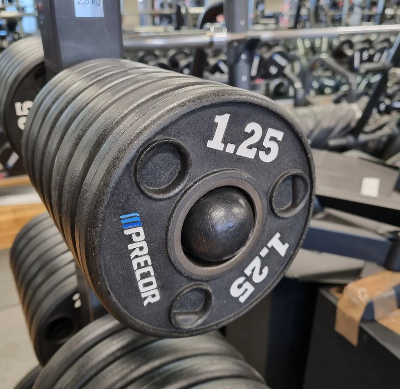 Precor Hantelscheiben, PU Polyurethan Gummiert, 937,5kg Gripper, Olympia 50mm, erst 3 Jahre alt, Schwarz, gebraucht - guter Zustand