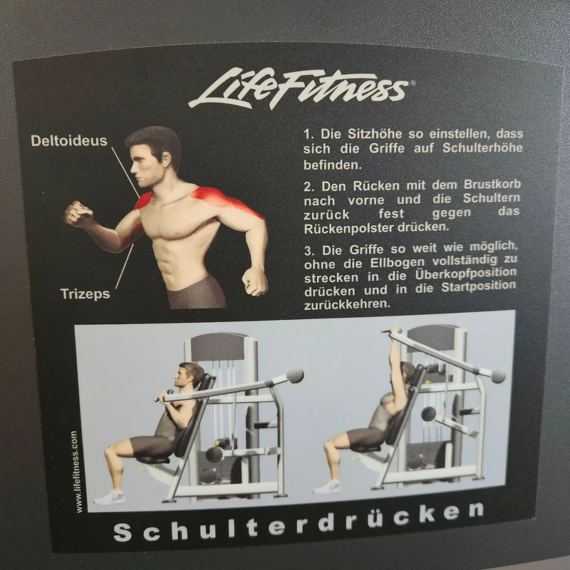 Life Fitness Schulterpresse, Shoulder Press, Overhead Press, Signature Series, Rahmenfarbe Silber, gebraucht - überholter Zustand
