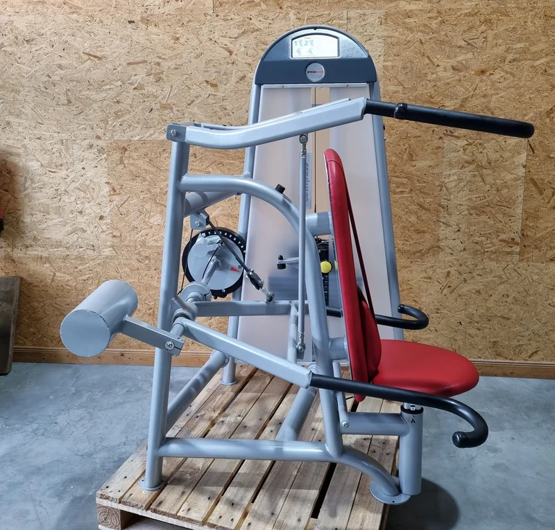 Proxomed Schulterblattfixator Stützstemme Kombi, Compass 530, Latzug und Dips 2 in 1 Kombigerät, MPG, Reha, Rahmenfarbe Silber, Polsterfarbe Rot, gebraucht - überholter Zustand