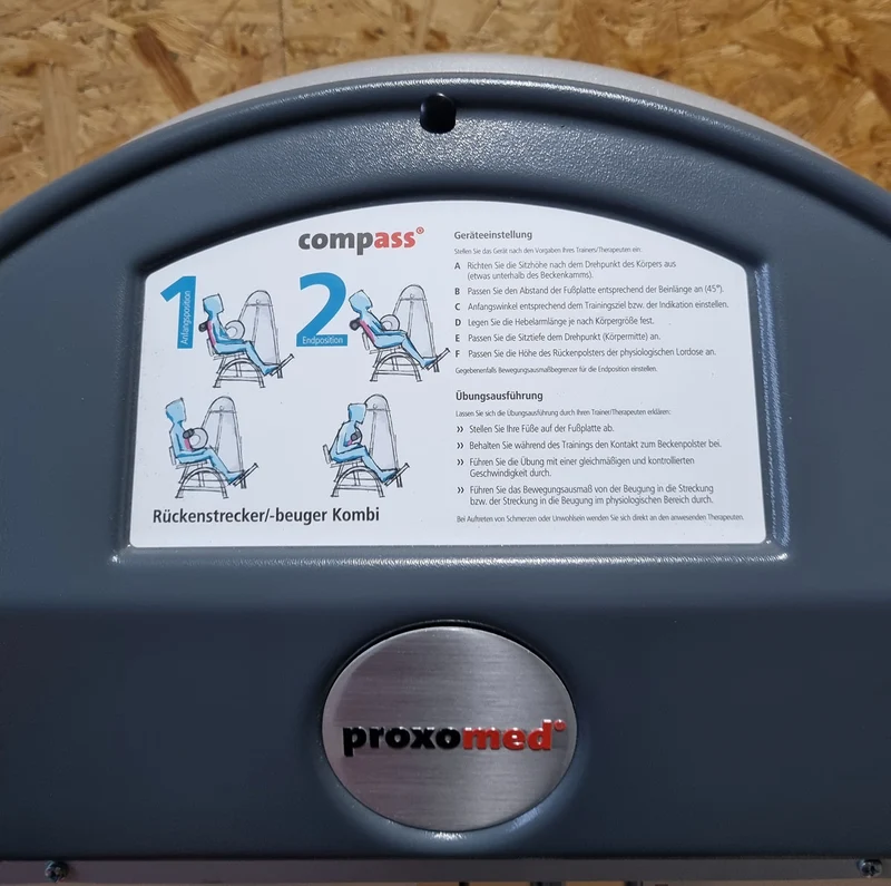 Proxomed Rückenstrecker-beuger Kombi Compass 530, Hyperextension und Bauchmaschine 2 in 1 Kombigerät, MPG, Reha, Rahmenfarbe Silber, gebraucht - überholter Zustand