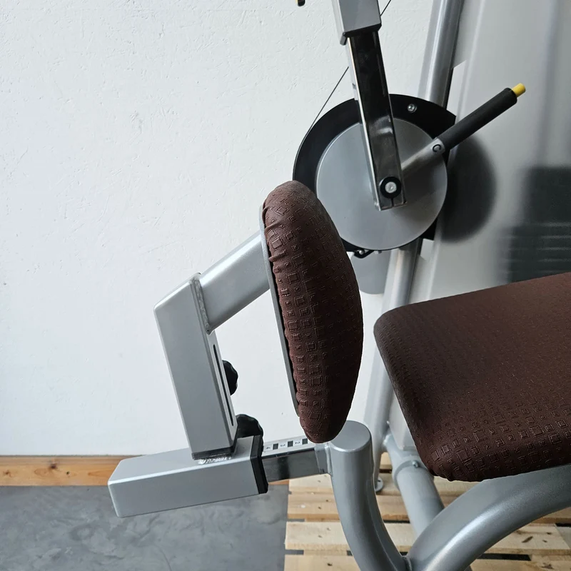 Proxowell bzw Proxomed Rückenflexion, Bauchmaschine, Rückenbeuger, Abdominal Crunch, 100kg Gewichtsblock, Compass bzw C-Well Serie, Rahmenfarbe Silber, gebraucht - überholter Zustand