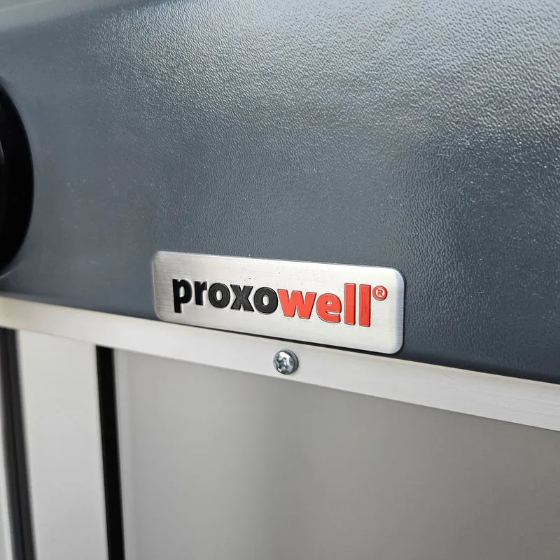 Proxowell bzw Proxomed Rückenflexion, Bauchmaschine, Rückenbeuger, Abdominal Crunch, 100kg Gewichtsblock, Compass bzw C-Well Serie, Rahmenfarbe Silber, gebraucht - überholter Zustand