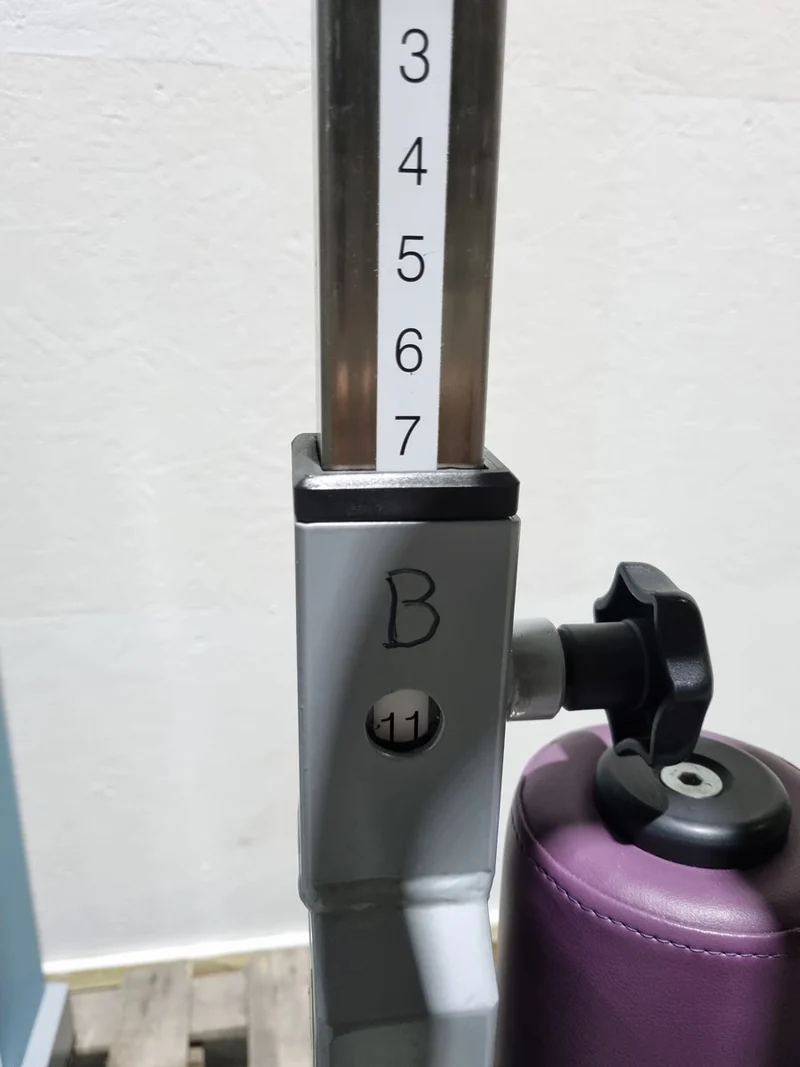 SVG HWS-Trainer, Hals und Nacken Trainingsmaschine, Halswirbelbsäule Kräftigung, Reha Line, Rahmenfarbe Silber, Polsterfarbe Lila, gebrauchter - überholter Zustand