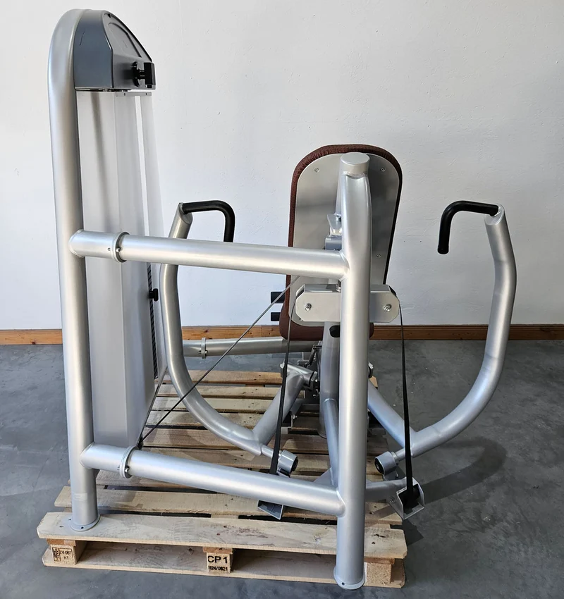 Proxowell bzw Proxomed Bankdrückmaschine, Brustpresse, Chestpress, 100kg Gewichtsblock, Compass bzw C-Well Serie, Rahmenfarbe Silber, gebraucht - überholter Zustand