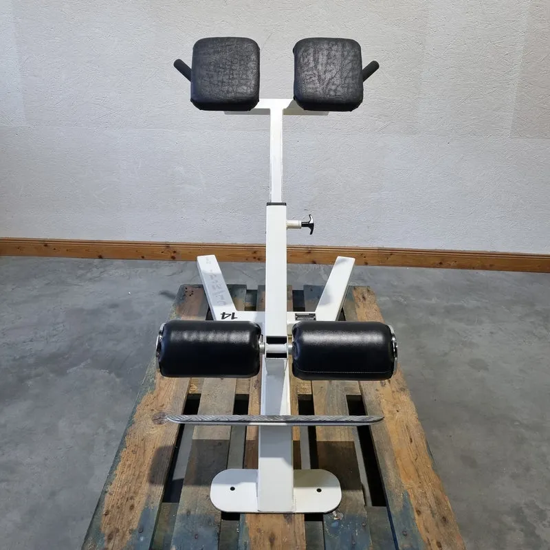 Competition Line, Rückenstreckerbank 45° grad, Hyperextension, höhenverstellbar, Rahmenfarbe Weiß, Polsterfarbe Shhwarz, gebraucht - überholter Zustand