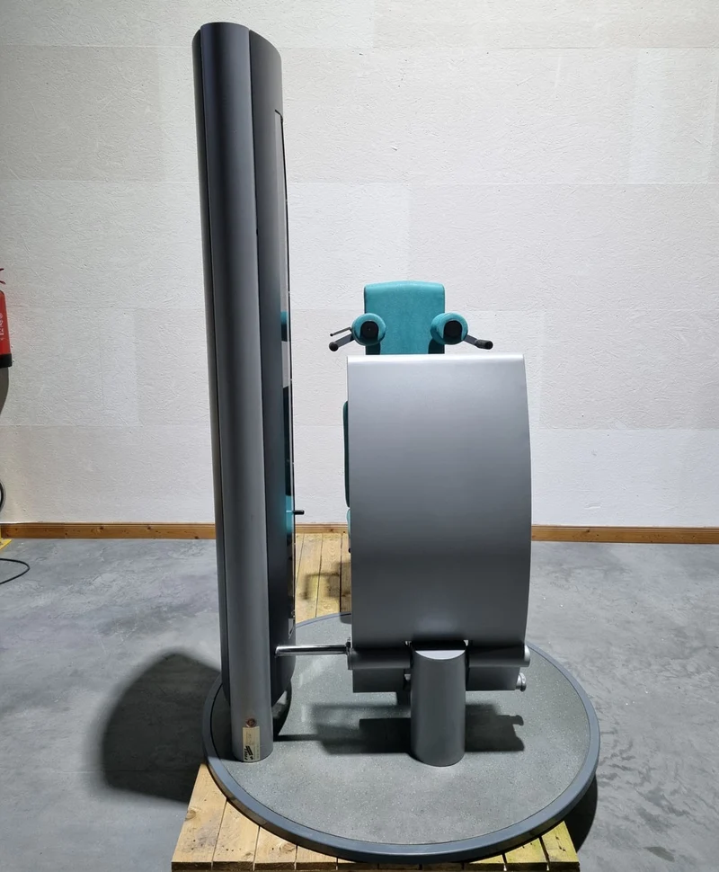 Frei Genius Funktionsstemme - verstellbare Beinpresse, Rahmenfarbe Silber, Polsterfarbe Türkis, gebraucht - überholter Zustand