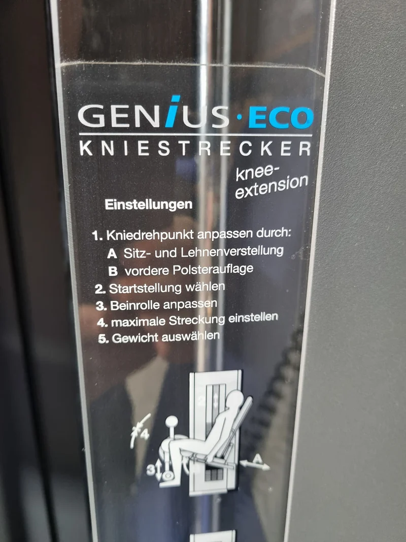 Frei Genius Eco Beinstrecker verstellbar, Kniestrecker, Leg Extension, Rahmenfarbe Silber, gebraucht - überholter Zustand