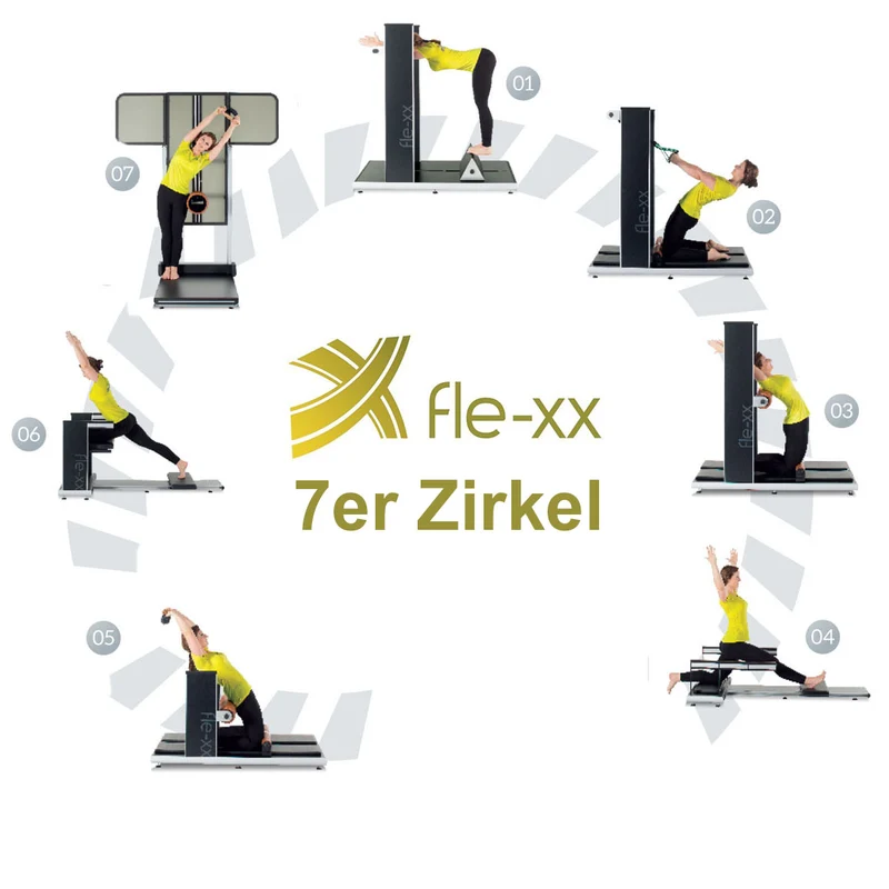 Fle-xx X-Serie Zirkel, 7er Set, Beweglichkeitszirkel, Baujahr 2019, Rückgrat-Konzept, Rückenzirkel zum dehnen, modernes Design, gebraucht - guter Zustand