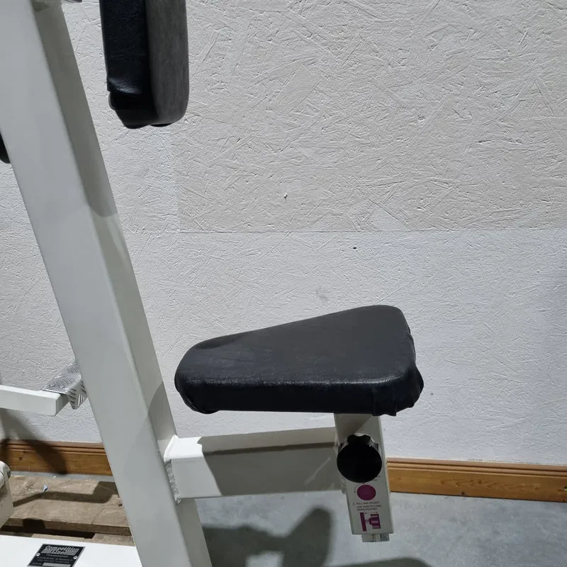 Competition Line, Rudern mit Bruststütze und Einstiegshilfe, Row, Lat-Rudern, Rahmenfarbe Weiß, gebraucht - überholter Zustand