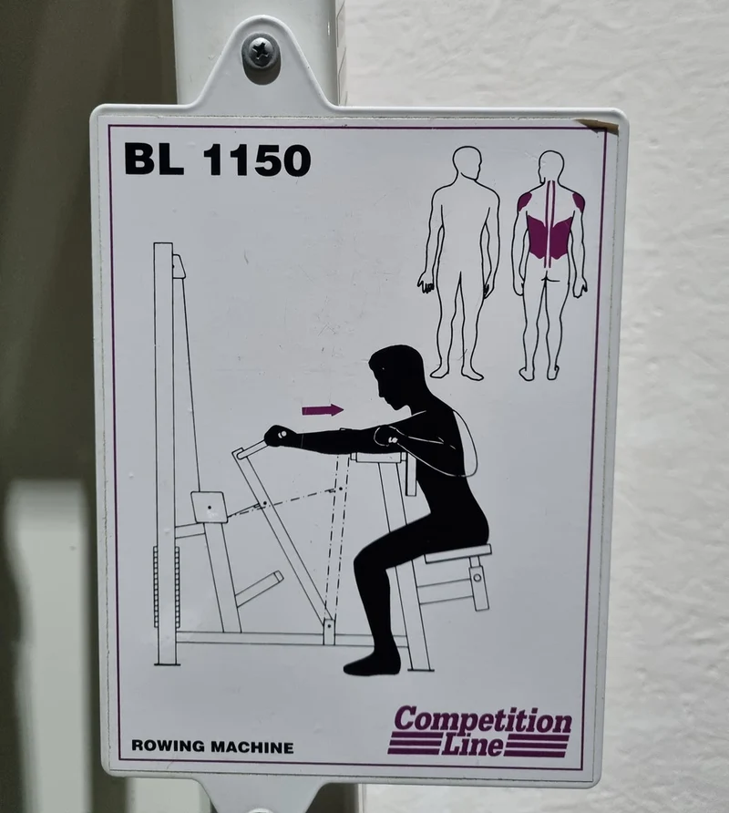 Competition Line, Rudern mit Bruststütze und Einstiegshilfe, Row, Lat-Rudern, Rahmenfarbe Weiß, gebraucht - überholter Zustand