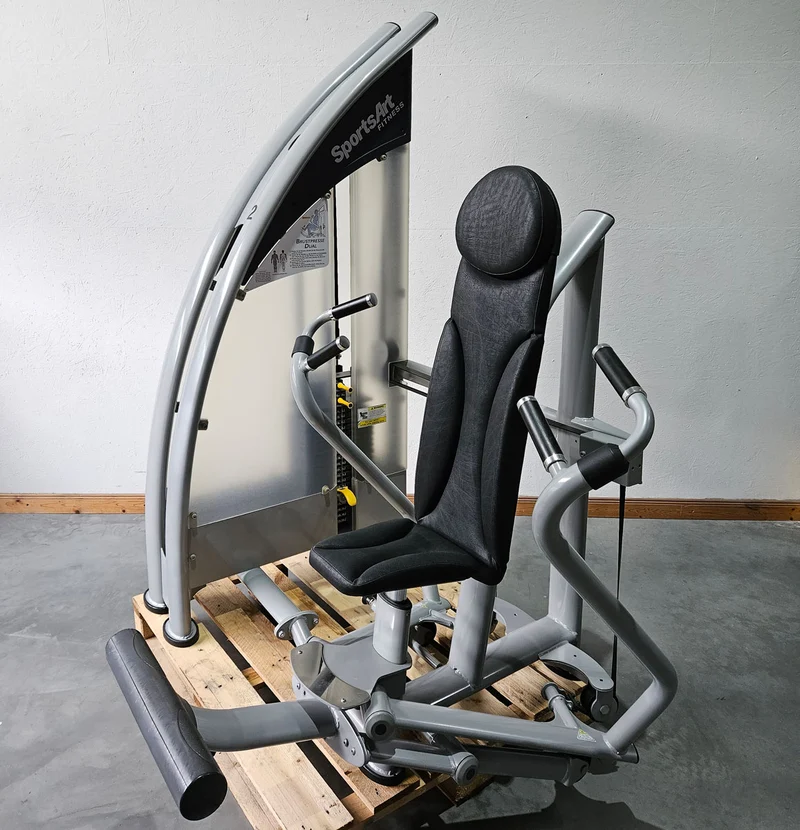 Sportsart Brustpresse DUAL S915 A915 N915, Independent Chest Press, Bankdrückmaschine Bilateral, Rahmenfarbe Silber, gebraucht - überholter Zustand