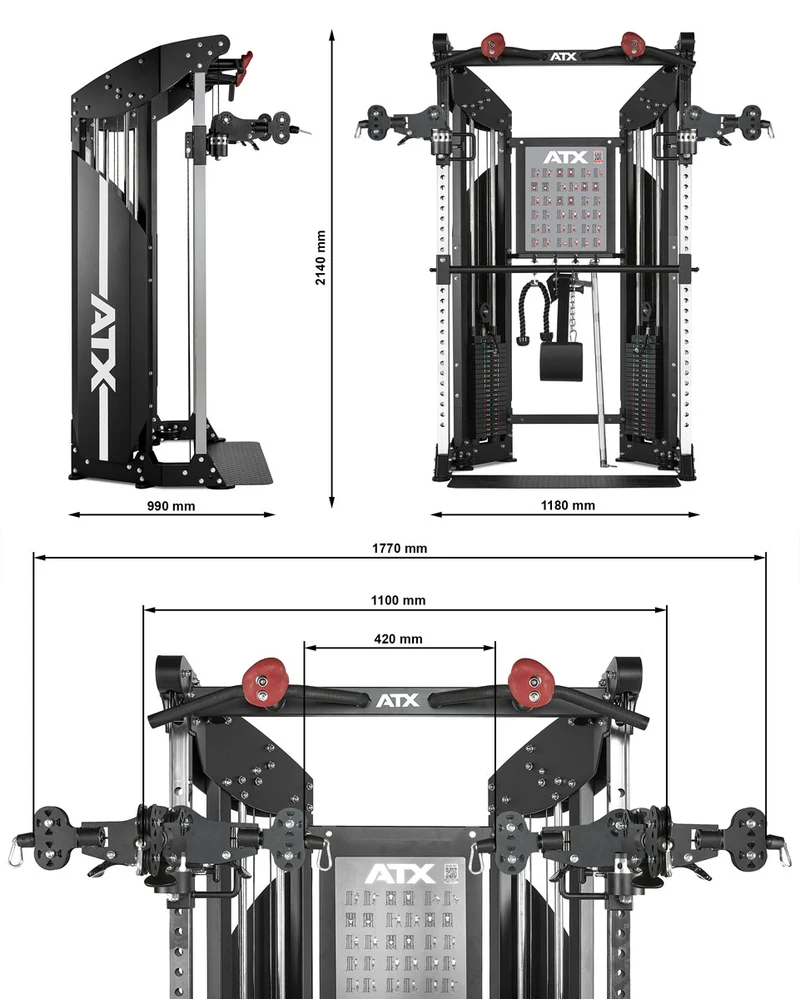 ATX Kabelzugstation - Rack mit 2 x 90 kg Steckgewichten und Zubehör!