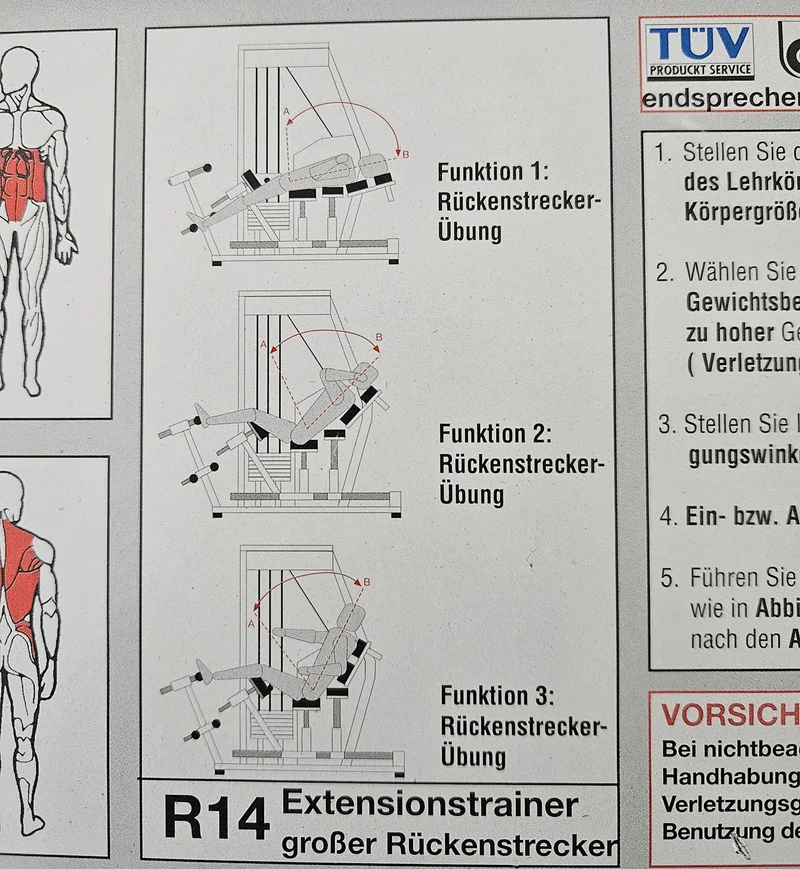 MKB Keller R14 Extensionstrainer, großer Rückenstrecker, sehr variabel einstellbar, Lower Back Machine, Hyperextension, Farbe Weiß, gebraucht - überholter Zustand