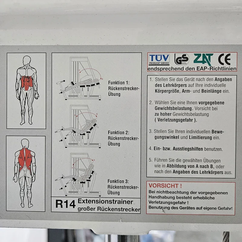 MKB Keller R14 Extensionstrainer, großer Rückenstrecker, sehr variabel einstellbar, Lower Back Machine, Hyperextension, Farbe Weiß, gebraucht - überholter Zustand