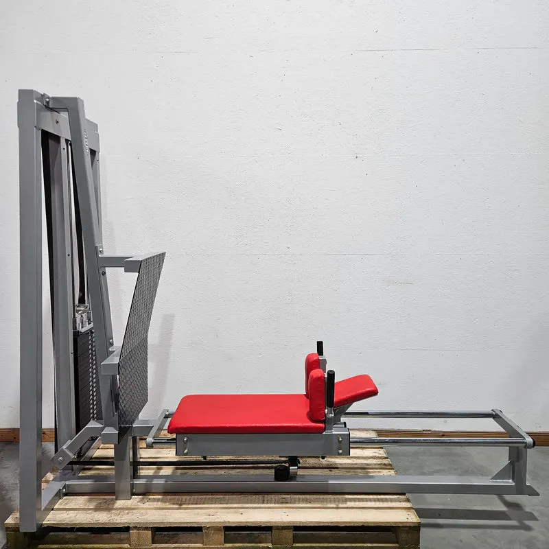 HBP Beinpresse liegend horizontal, Leg Press, großer 240kg Gewichtsblock, Bodybuilding Kraftgerät - Rahmenfarbe Silber, gebraucht - geprüfter Zustand