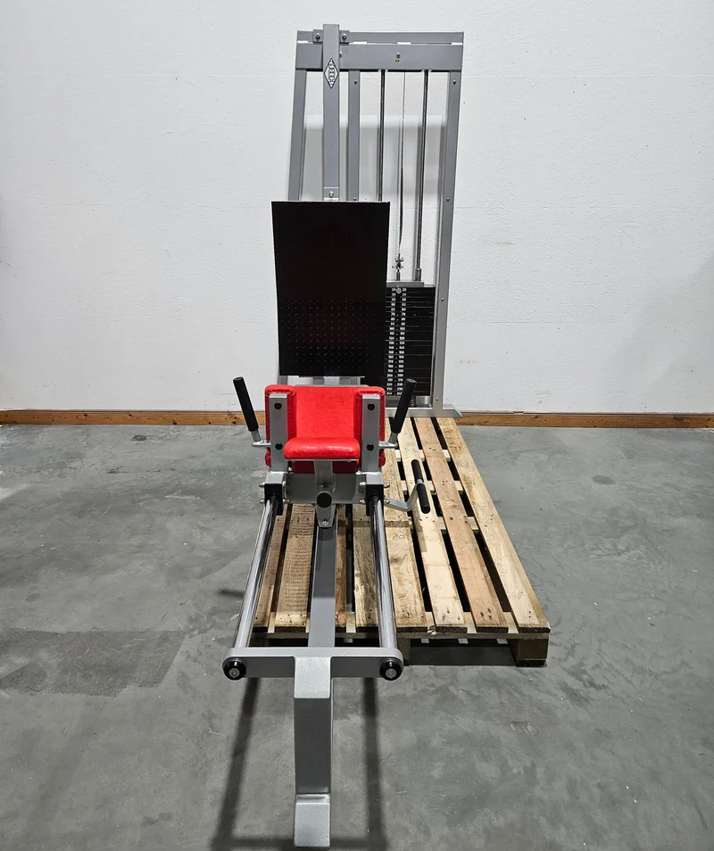 HBP Beinpresse liegend horizontal, Leg Press, großer 240kg Gewichtsblock, Bodybuilding Kraftgerät - Rahmenfarbe Silber, gebraucht - geprüfter Zustand