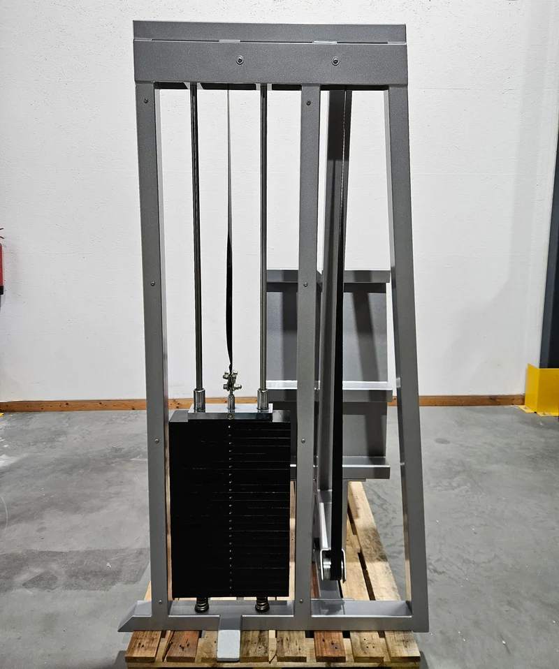 HBP Beinpresse liegend horizontal, Leg Press, großer 240kg Gewichtsblock, Bodybuilding Kraftgerät - Rahmenfarbe Silber, gebraucht - geprüfter Zustand