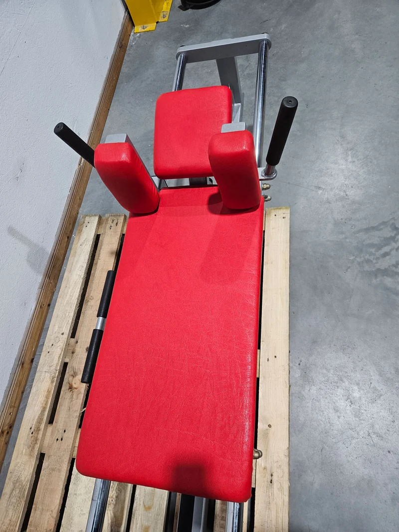 HBP Beinpresse liegend horizontal, Leg Press, großer 240kg Gewichtsblock, Bodybuilding Kraftgerät - Rahmenfarbe Silber, gebraucht - geprüfter Zustand