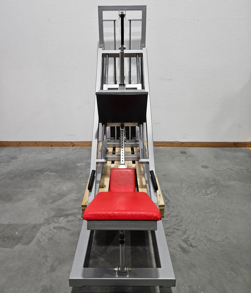 HBP Beinpresse 45° Grad, Leg Press, riesiger 300kg Gewichtsblock + extra Scheibenaufnahme, Bodybuilding Kraftgerät - Rahmenfarbe Silber, gebraucht - geprüfter Zustand