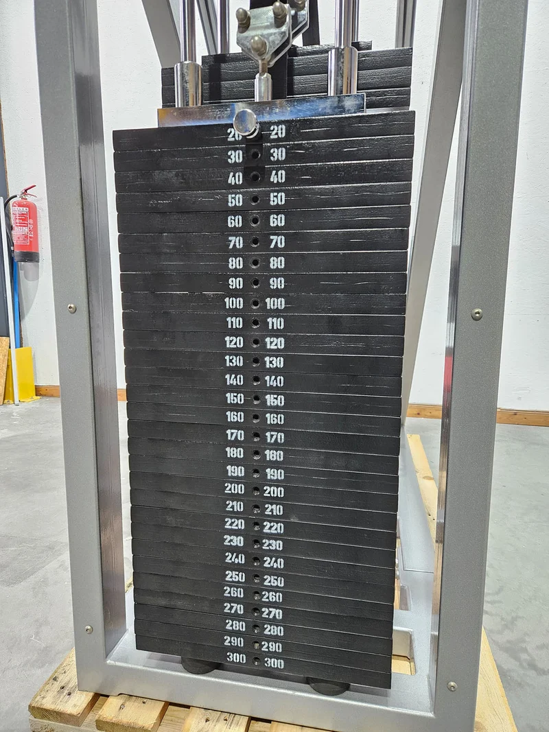 HBP Beinpresse 45° Grad, Leg Press, riesiger 300kg Gewichtsblock + extra Scheibenaufnahme, Bodybuilding Kraftgerät - Rahmenfarbe Silber, gebraucht - geprüfter Zustand