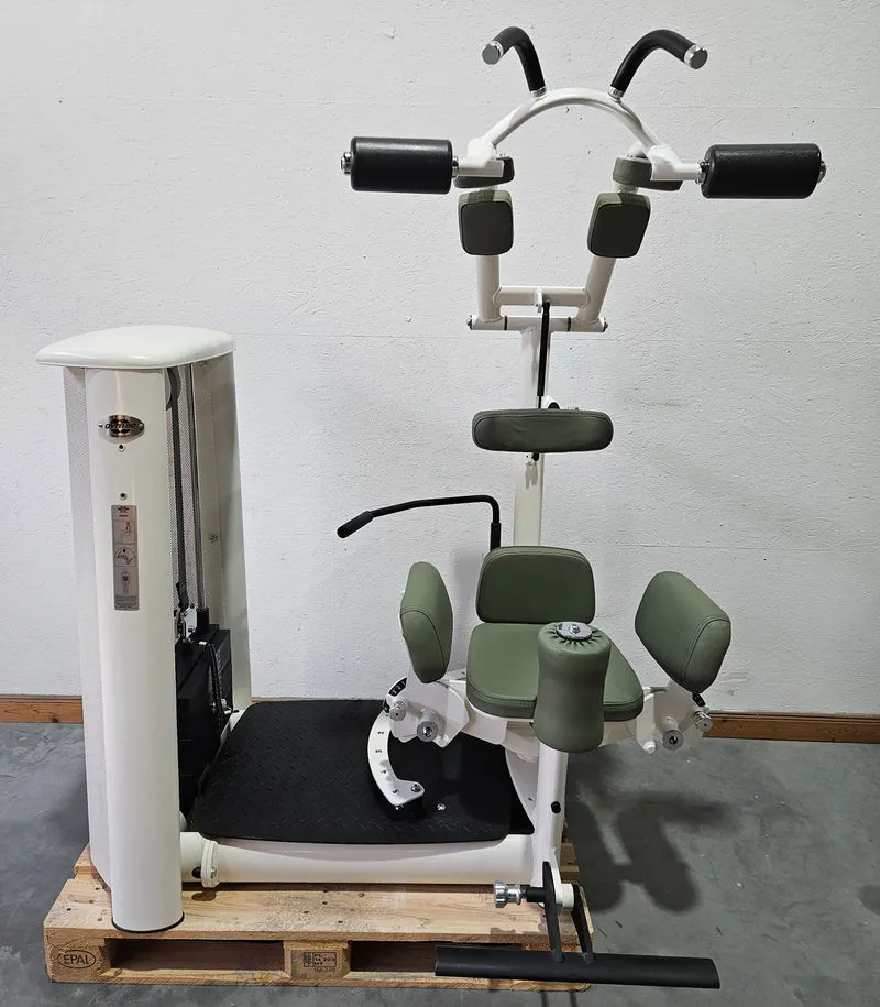 Gym80 Med80 3225 Rotationsmaschine, Rumpfrotator, Twister, seitliche Bauchmuskeln, Farbe Weiß, gebraucht - überholter Zustand