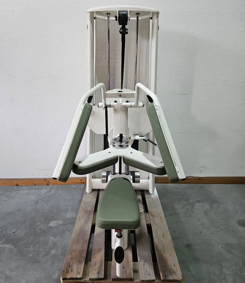 Gym80 Med80 3243 Lateralmaschine mit Trainingsarm, Lateralflexion, Latflex, Seitneige-Maschine, Farbe Weiß, gebraucht - überholter Zustand