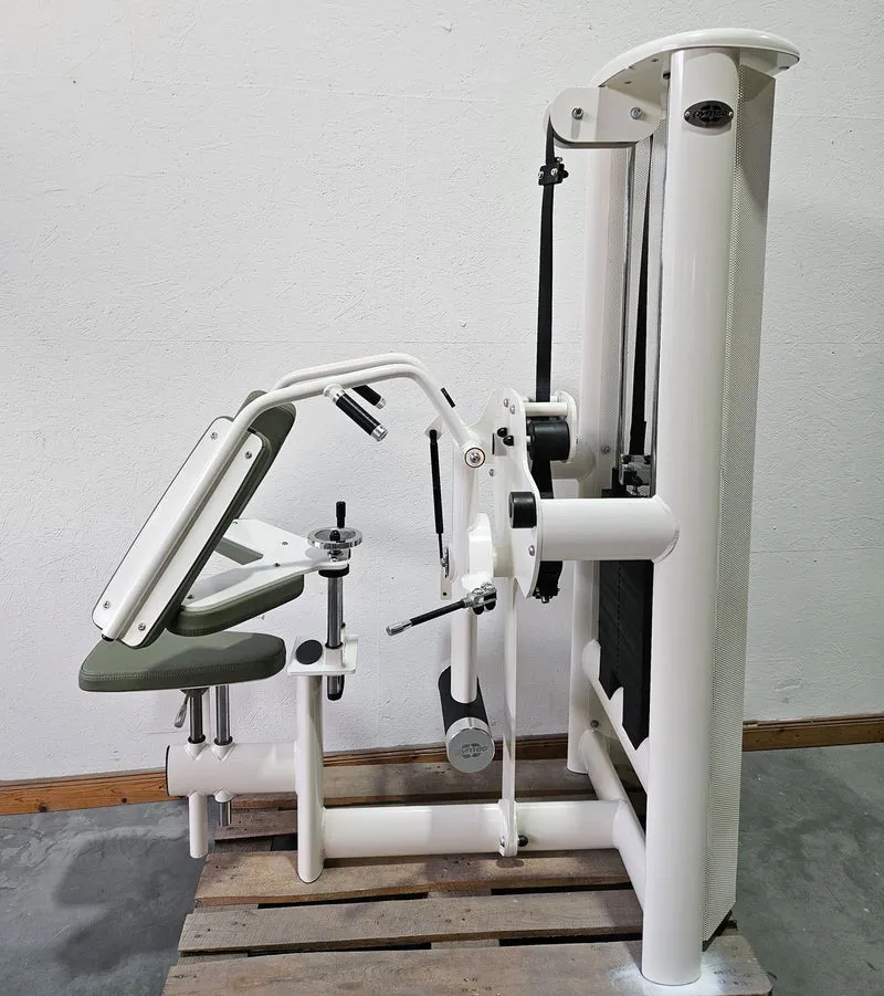 Gym80 Med80 3243 Lateralmaschine mit Trainingsarm, Lateralflexion, Latflex, Seitneige-Maschine, Farbe Weiß, gebraucht - überholter Zustand