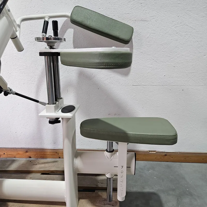 Gym80 Med80 3243 Lateralmaschine mit Trainingsarm, Lateralflexion, Latflex, Seitneige-Maschine, Farbe Weiß, gebraucht - überholter Zustand