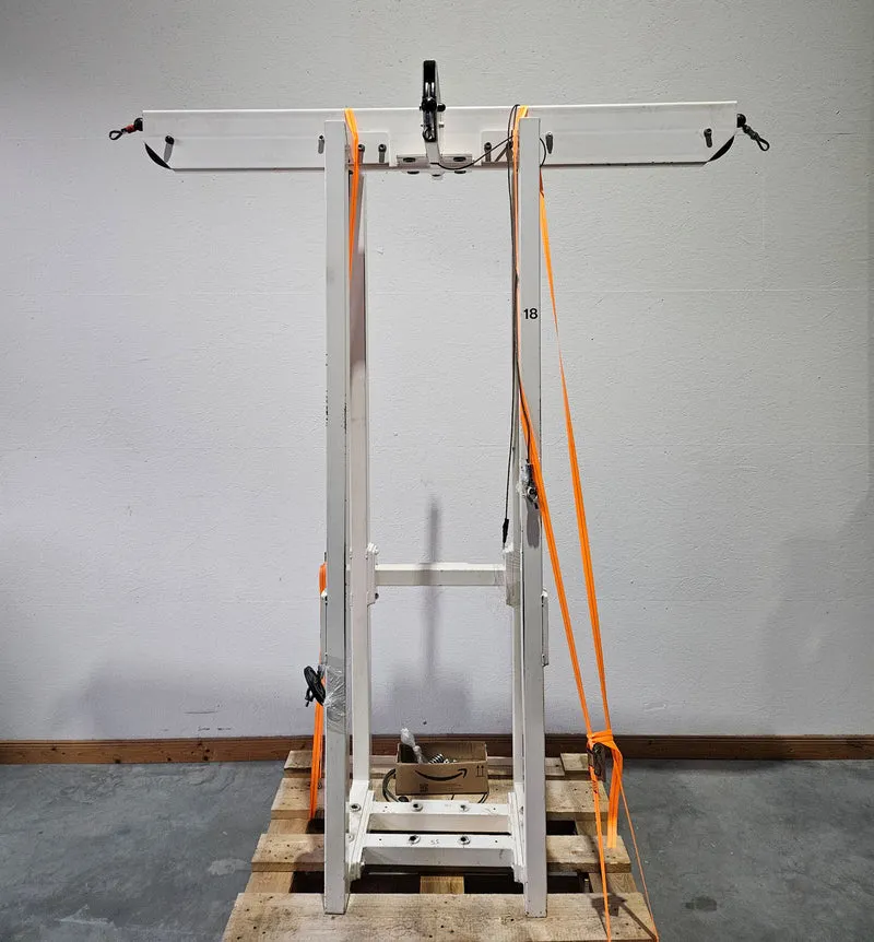 Gym80 - 4 Stationenturm mit Seilen, 4 Stack Multi Station, große Gewichtsblöcke, Rahmenfarbe Weiß, gebraucht - geprüfter Zustand mit optischen Gebrauchsspuren