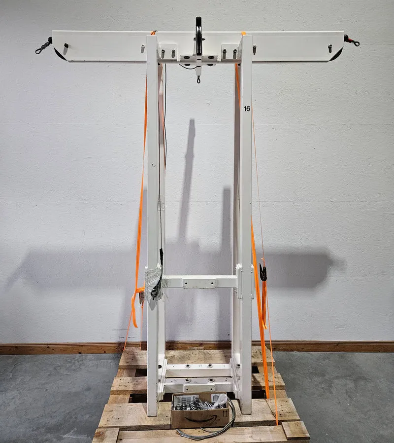 Gym80 - 4 Stationenturm mit Seilen, 4 Stack Multi Station, große Gewichtsblöcke, Rahmenfarbe Weiß, gebraucht - geprüfter Zustand mit optischen Gebrauchsspuren