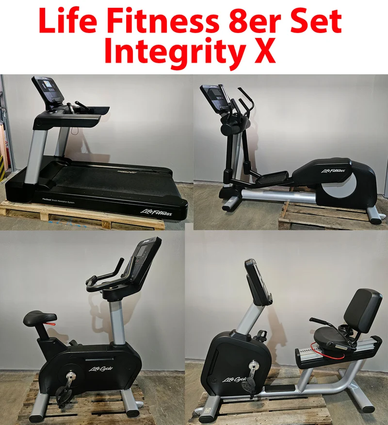 Ausdauergeräte Set 8 Stk von Life Fitness, Integrity X, neue Modelle, 2 Laufbänder, 2 Crosstrainer, 2 Ergometer und 2 Recumbents etc, gebraucht - überholter Zustand