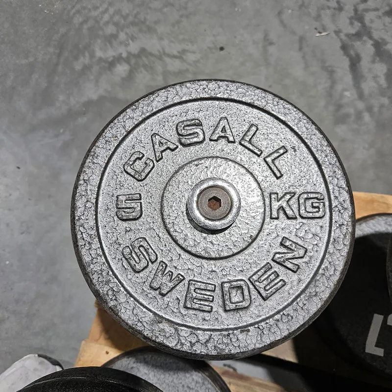 6 Kurzhanteln Paare aus Guss, 340kg gesamt, verschiedene Größen, Casall Sweden, Hammerschlag, gebraucht mit Gebrauchsspuren