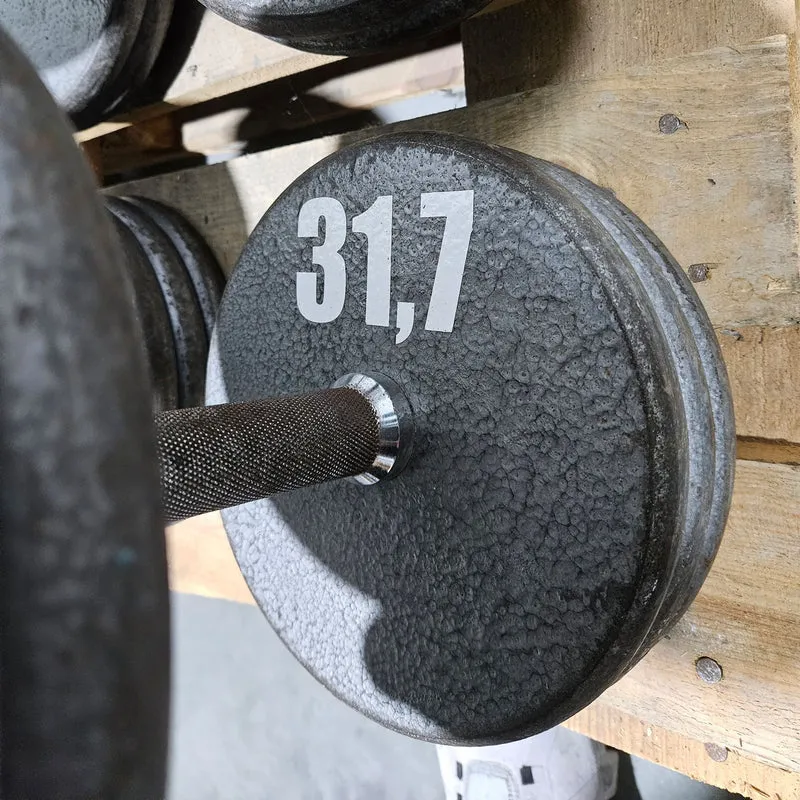6 Kurzhanteln Paare aus Guss, 340kg gesamt, verschiedene Größen, Casall Sweden, Hammerschlag, gebraucht mit Gebrauchsspuren