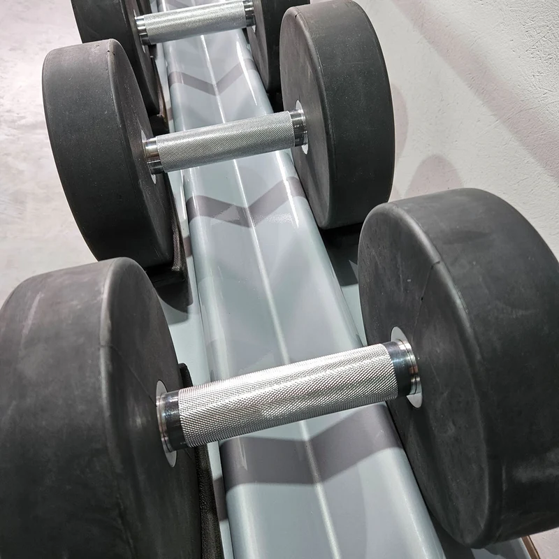 Matrix bzw Franziski Sport PU Polyurethan Kurzhantelsatz von 2 bis 20kg in 2kg Stufen ( 10 Paare ) Farbe Schwarz-Blau, inkl. Matrix Kurzhantelablage (sehr stabil), gebraucht - sehr guter Zustand