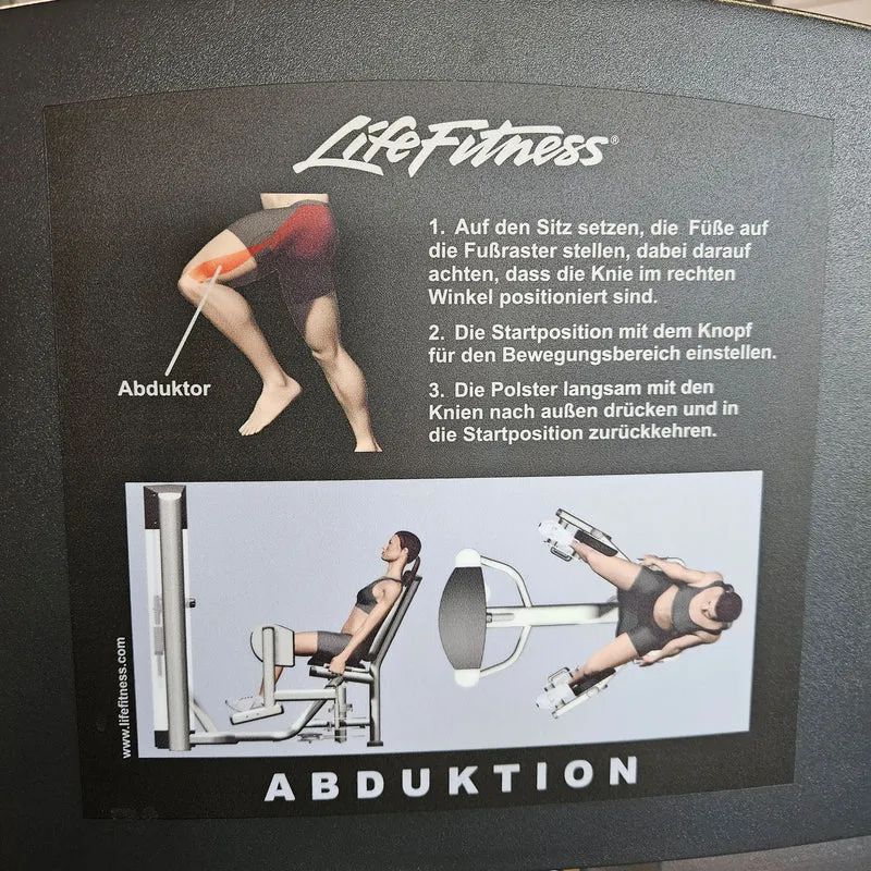 Life Fitness 2er Set = Abduktoren und Adduktorenmaschine, Hip Abduction und Hip Adduction Set, Signature Series, Rahmenfarbe Silber, gebraucht - überholter Zustand