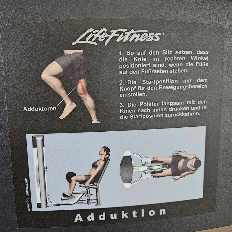 Life Fitness 2er Set = Abduktoren und Adduktorenmaschine, Hip Abduction und Hip Adduction Set, Signature Series, Rahmenfarbe Silber, gebraucht - überholter Zustand