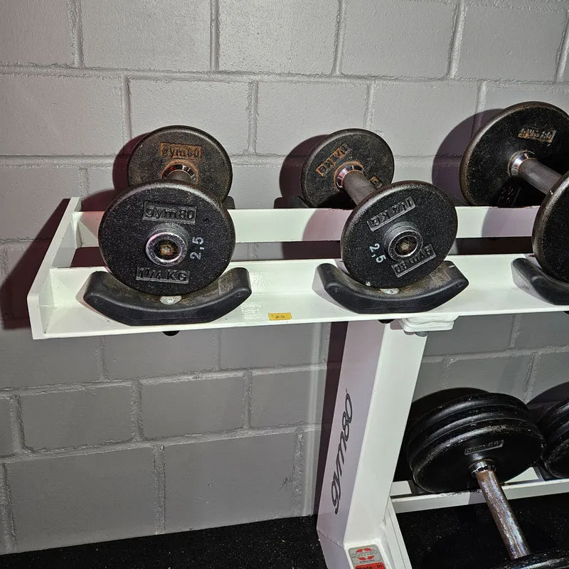 Gym80 Kurzhantelsatz aus Guss von 2,5 bis 40kg in 2,5kg Stufen ( 16 Paare ) Oldschool, Gym80 Kurzhantelablage gegen Aufpreis verfügbar, gebraucht - mit Gebrauchsspuren