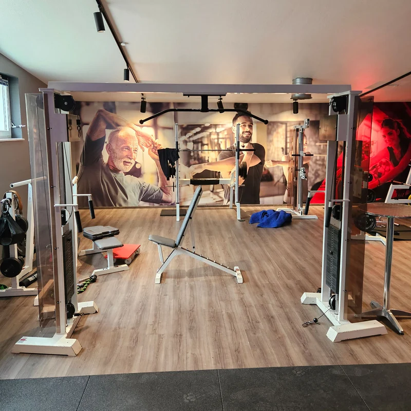 Gym80 - 2x Kabelzug, Cable Crossover, Seilzug von oben und unten, Oldschool Bodybuilding, Rahmenfarbe Weiß, gebraucht - geprüfter Zustand mit Gebrauchsspuren